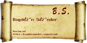 Bogdán Sándor névjegykártya