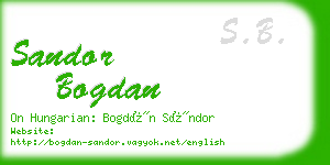 sandor bogdan business card